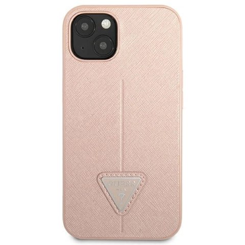 Etui Guess Saffiano Triangle Logo na iPhone 14 - różowe