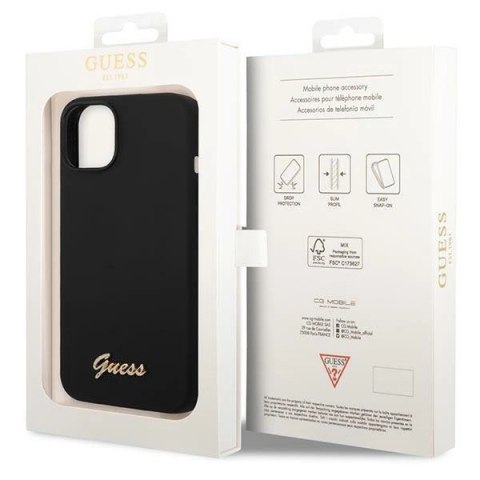Etui Guess Silicone Vintage Gold Logo na iPhone 14 Plus - czarne