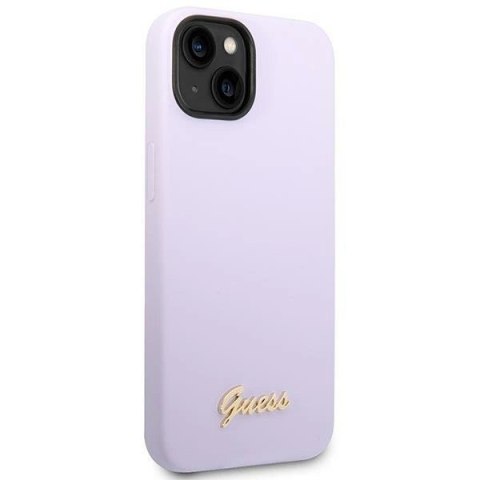 Etui Guess Silicone Vintage Gold Logo na iPhone 14 - fioletowe