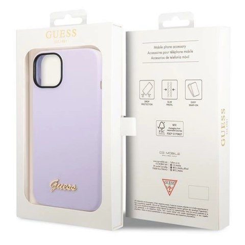 Etui Guess Silicone Vintage Gold Logo na iPhone 14 - fioletowe