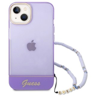 Etui Guess Translucent Pearl Strap na iPhone 14 6,1" - fioletowe