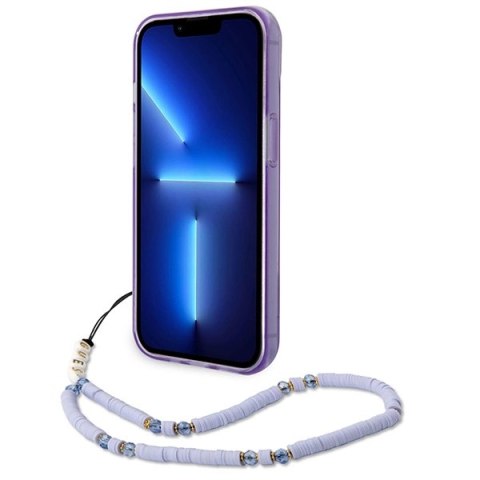 Etui Guess Translucent Pearl Strap na iPhone 14 6,1" - fioletowe