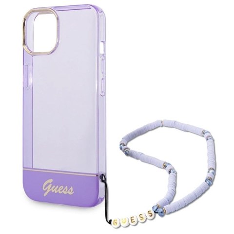 Etui Guess Translucent Pearl Strap na iPhone 14 6,1" - fioletowe