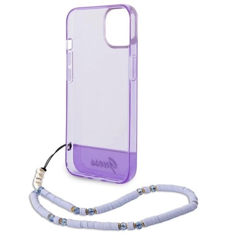 Etui Guess Translucent Pearl Strap na iPhone 14 6,1" - fioletowe