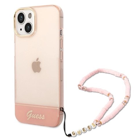 Etui Guess Translucent Pearl Strap na iPhone 14 Plus - różowe