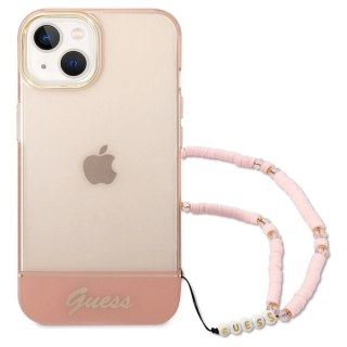 Etui Guess Translucent Pearl Strap na iPhone 14 Plus - różowe