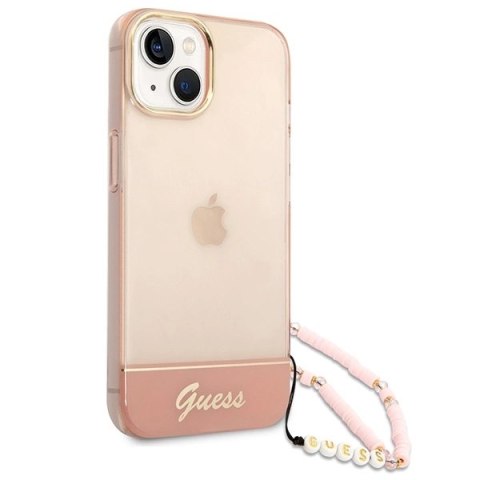 Etui Guess Translucent Pearl Strap na iPhone 14 Plus - różowe