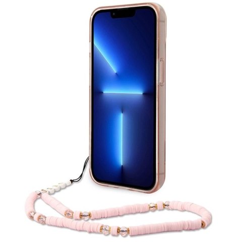 Etui Guess Translucent Pearl Strap na iPhone 14 Plus - różowe
