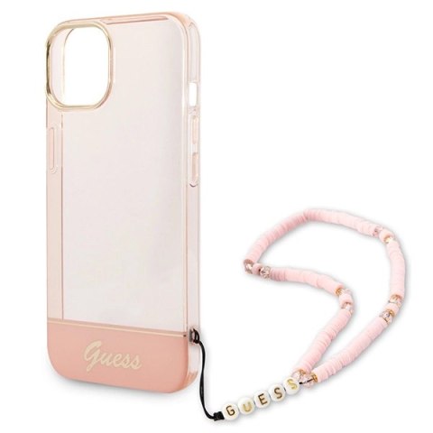 Etui Guess Translucent Pearl Strap na iPhone 14 Plus - różowe