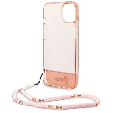 Etui Guess Translucent Pearl Strap na iPhone 14 Plus - różowe