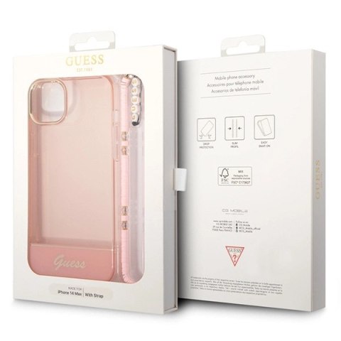 Etui Guess Translucent Pearl Strap na iPhone 14 Plus - różowe