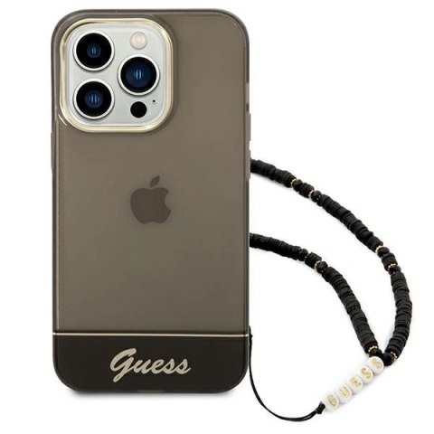 Etui Guess Translucent Pearl Strap na iPhone 14 Pro Max - czarne