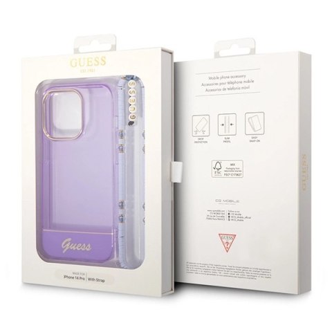 Etui Guess Translucent Pearl Strap na iPhone 14 Pro Max - fioletowe