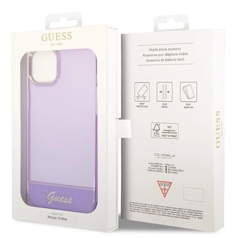 Etui Guess Translucent na iPhone 14 6,1" - fioletowe