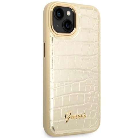 Guess GUHCP14SHGCRHD iPhone 14 6,1" złoty/gold hardcase Croco Collection