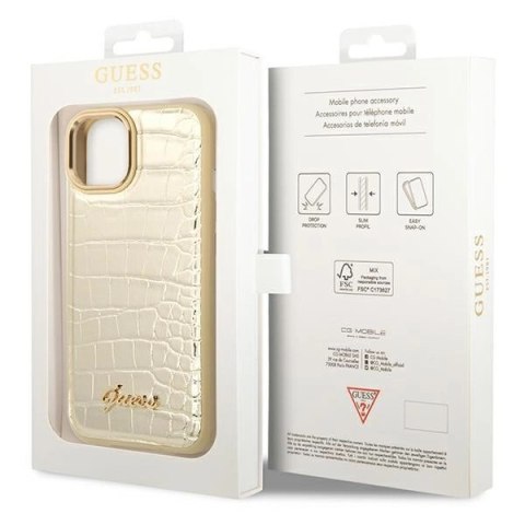 Guess GUHCP14SHGCRHD iPhone 14 6,1" złoty/gold hardcase Croco Collection
