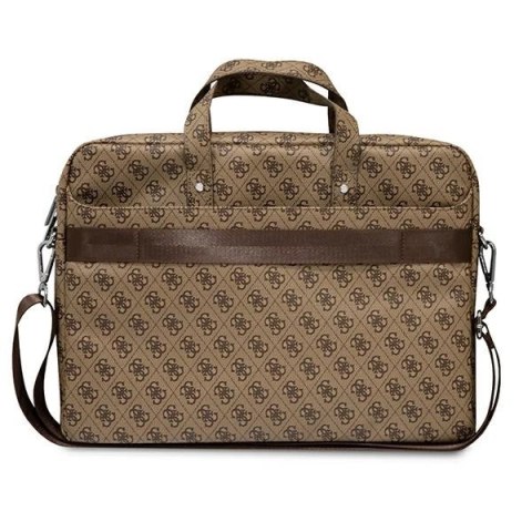 Torba Guess Saffiano 4G Triangle Logo na laptopa 16'' - brązowa