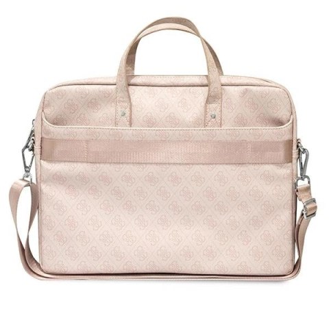 Torba Guess Saffiano 4G Triangle Logo na laptopa 16'' - różowa