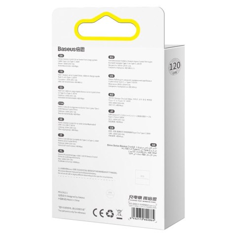 Baseus kabel Crystal Shine USB-C - USB-C 1,2 m 100W czarny Baseus kabel Crystal Shine USB-C - USB-C 1,2 m 100W czarny