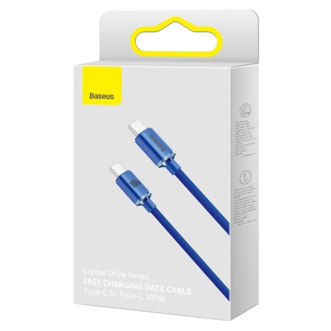 Baseus kabel Crystal Shine USB-C - USB-C 2,0 m 100W niebieski Baseus kabel Crystal Shine USB-C - USB-C 2,0 m 100W niebieski