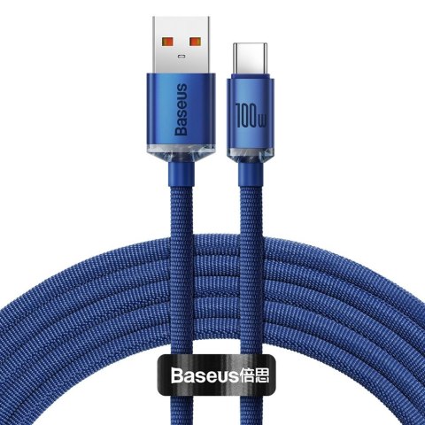 Baseus kabel Crystal Shine USB - USB-C 2,0 m 100W niebieski Baseus kabel Crystal Shine USB - USB-C 2,0 m 100W niebieski