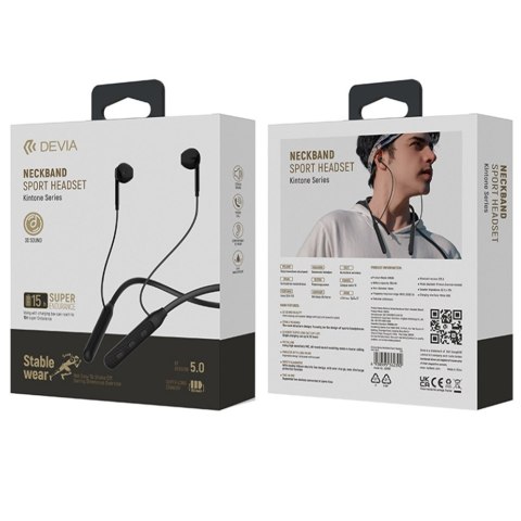 Devia słuchawki Bluetooth na szyję Kintone Neck douszne czarne