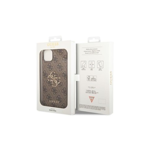 Guess nakładka do iPhone 14 6,1" GUHCP14S4GMGBR brązowa PU Leather 4G Big Metal Logo