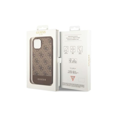 Guess nakładka do iPhone 14 6,1" GUHCP14SG4GLBR brązowa PC/TPU 4G PU case with Bottom Stripe Metal Logo Guess nakładka do iPhone 14 6,1" GUHCP14SG4GLBR brązowa PC/TPU 4G PU case with Bottom Stripe Metal Logo