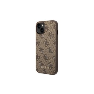 Guess nakładka do iPhone 14 Plus 6,7" GUHCP14MG4GFBR brązowa Basic PC/TPU 4G PU case Gold Logo