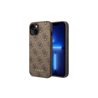 Guess nakładka do iPhone 14 Plus 6,7" GUHCP14MG4GFBR brązowa Basic PC/TPU 4G PU case Gold Logo