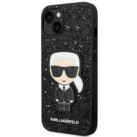 Etui Karl Lagerfeld Glitter Flakes Ikonik na iPhone 14 Plus - czarne Etui Karl Lagerfeld Glitter Flakes Ikonik na iPhone 14 Plus - czarne