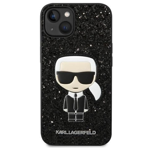 Etui Karl Lagerfeld Glitter Flakes Ikonik na iPhone 14 Plus - czarne Etui Karl Lagerfeld Glitter Flakes Ikonik na iPhone 14 Plus - czarne