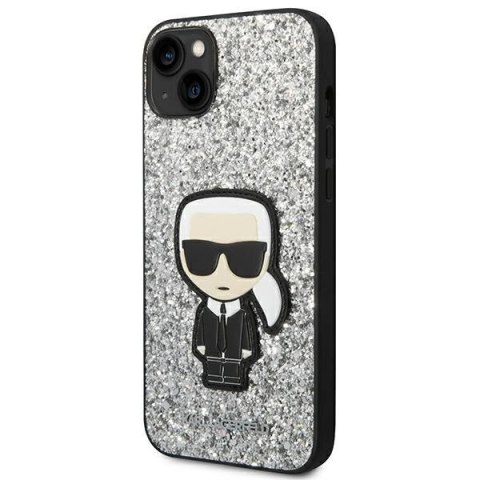 Etui Karl Lagerfeld Glitter Flakes Ikonik na iPhone 14 - srebrne Etui Karl Lagerfeld Glitter Flakes Ikonik na iPhone 14 - srebrne
