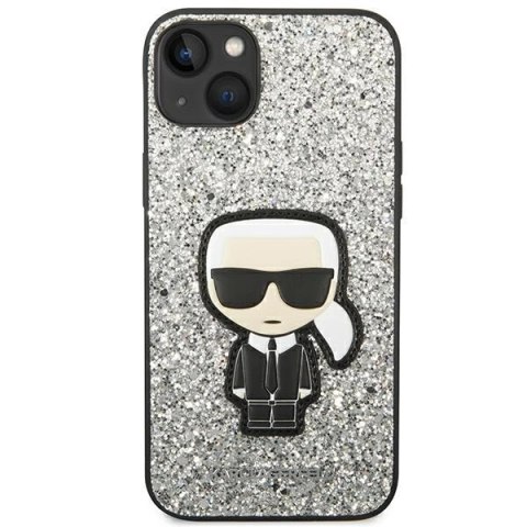 Etui Karl Lagerfeld Glitter Flakes Ikonik na iPhone 14 - srebrne Etui Karl Lagerfeld Glitter Flakes Ikonik na iPhone 14 - srebrne