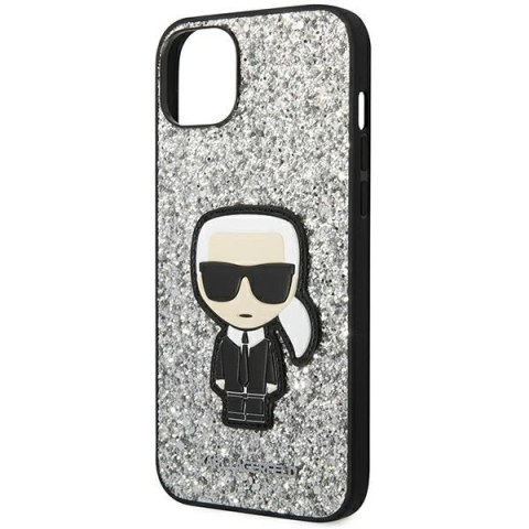 Etui Karl Lagerfeld Glitter Flakes Ikonik na iPhone 14 - srebrne Etui Karl Lagerfeld Glitter Flakes Ikonik na iPhone 14 - srebrne