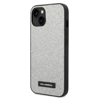 Etui Karl Lagerfeld Glitter Plaque Logo na iPhone 14 6,1" - srebrne