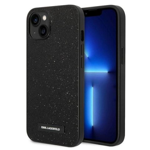 Etui Karl Lagerfeld Glitter Plaque Logo na iPhone 14 Plus - czarne Etui Karl Lagerfeld Glitter Plaque Logo na iPhone 14 Plus - czarne