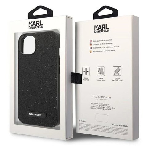 Etui Karl Lagerfeld Glitter Plaque Logo na iPhone 14 Plus - czarne Etui Karl Lagerfeld Glitter Plaque Logo na iPhone 14 Plus - czarne