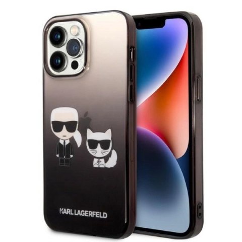 Etui Karl Lagerfeld Gradient Ikonik Karl & Choupette na iPhone 14 Pro 6,1" - czarne Etui Karl Lagerfeld Gradient Ikonik Karl & Choupette na iPhone 14 Pro 6,1" - czarne