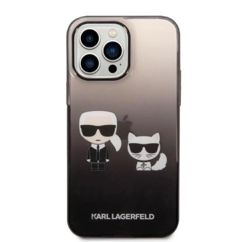 Etui Karl Lagerfeld Gradient Ikonik Karl & Choupette na iPhone 14 Pro 6,1" - czarne Etui Karl Lagerfeld Gradient Ikonik Karl & Choupette na iPhone 14 Pro 6,1" - czarne