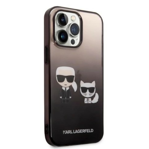 Etui Karl Lagerfeld Gradient Ikonik Karl & Choupette na iPhone 14 Pro 6,1" - czarne Etui Karl Lagerfeld Gradient Ikonik Karl & Choupette na iPhone 14 Pro 6,1" - czarne