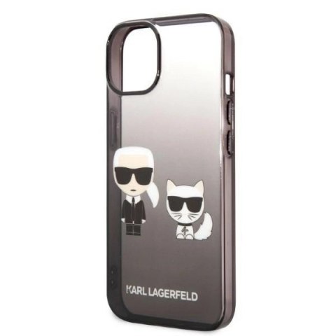 Etui Karl Lagerfeld Gradient Ikonik Karl & Choupette na iPhone 14 Pro 6,1" - czarne Etui Karl Lagerfeld Gradient Ikonik Karl & Choupette na iPhone 14 Pro 6,1" - czarne