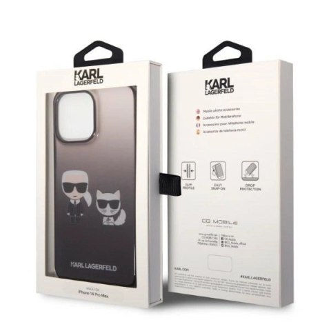 Etui Karl Lagerfeld Gradient Ikonik Karl & Choupette na iPhone 14 Pro 6,1" - czarne Etui Karl Lagerfeld Gradient Ikonik Karl & Choupette na iPhone 14 Pro 6,1" - czarne