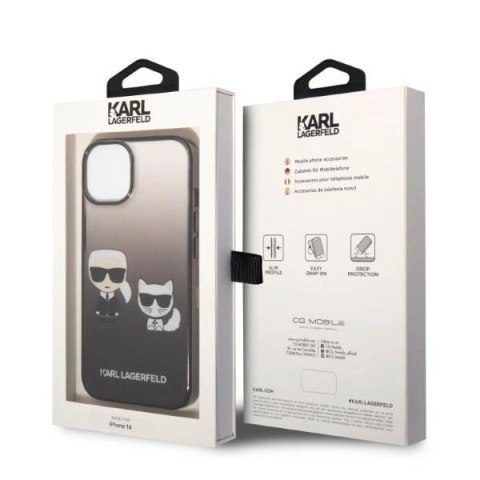 Etui Karl Lagerfeld Gradient Ikonik Karl&Choupette na iPhone 14 Plus - czarne Etui Karl Lagerfeld Gradient Ikonik Karl&Choupette na iPhone 14 Plus - czarne