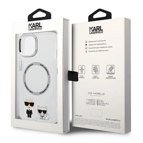 Etui Karl Lagerfeld Karl&Choupette Aluminium MagSafe na iPhone 14 Plus - przezroczyste Etui Karl Lagerfeld Karl&Choupette Aluminium MagSafe na iPhone 14 Plus - przezroczyste