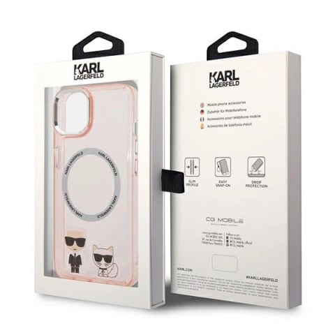Etui Karl Lagerfeld Karl&Choupette Aluminium MagSafe na iPhone 14 Plus - różowe Etui Karl Lagerfeld Karl&Choupette Aluminium MagSafe na iPhone 14 Plus - różowe
