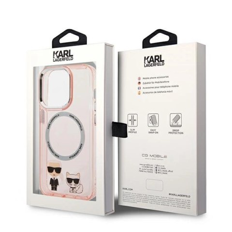 Etui Karl Lagerfeld Karl&Choupette Aluminium MagSafe na iPhone 14 Pro Max - różowe Etui Karl Lagerfeld Karl&Choupette Aluminium MagSafe na iPhone 14 Pro Max - różowe
