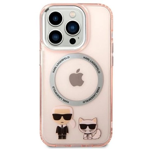 Etui Karl Lagerfeld Karl&Choupette Aluminium MagSafe na iPhone 14 Pro - różowe Etui Karl Lagerfeld Karl&Choupette Aluminium MagSafe na iPhone 14 Pro - różowe