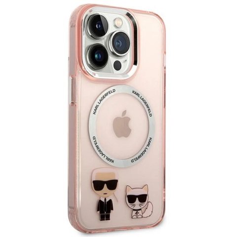 Etui Karl Lagerfeld Karl&Choupette Aluminium MagSafe na iPhone 14 Pro - różowe Etui Karl Lagerfeld Karl&Choupette Aluminium MagSafe na iPhone 14 Pro - różowe