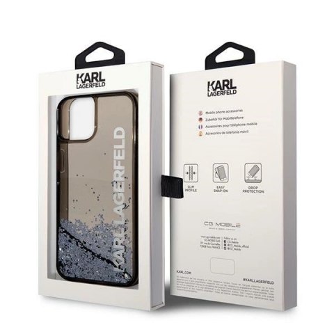 Etui Karl Lagerfeld Liquid Glitter Elong na iPhone 14 - czarne Etui Karl Lagerfeld Liquid Glitter Elong na iPhone 14 - czarne